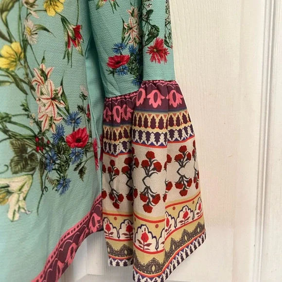 Umgee Floral Boho Blouse Off the Shoulder Small Mixed Print Womens Gypsy Top - Picture 2 of 9